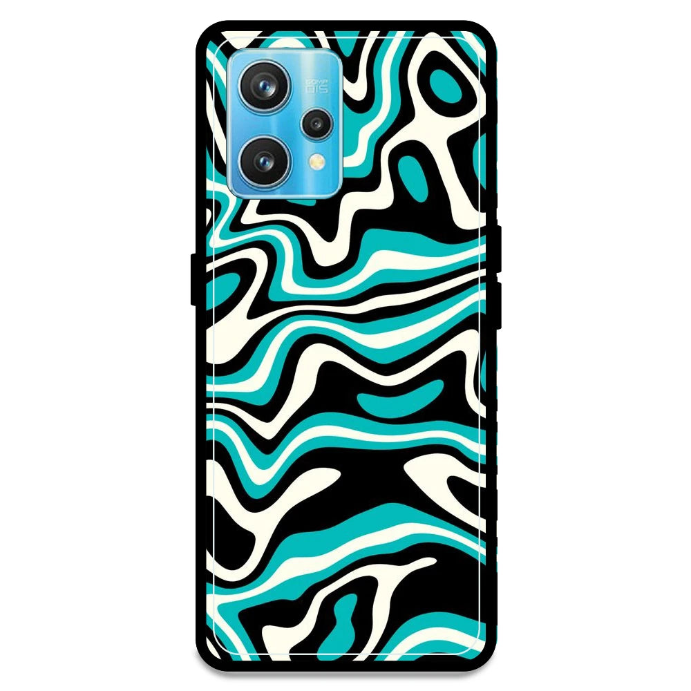Blue & Black Waves - Armor Case For Realme Models Realme 9 Pro Plus