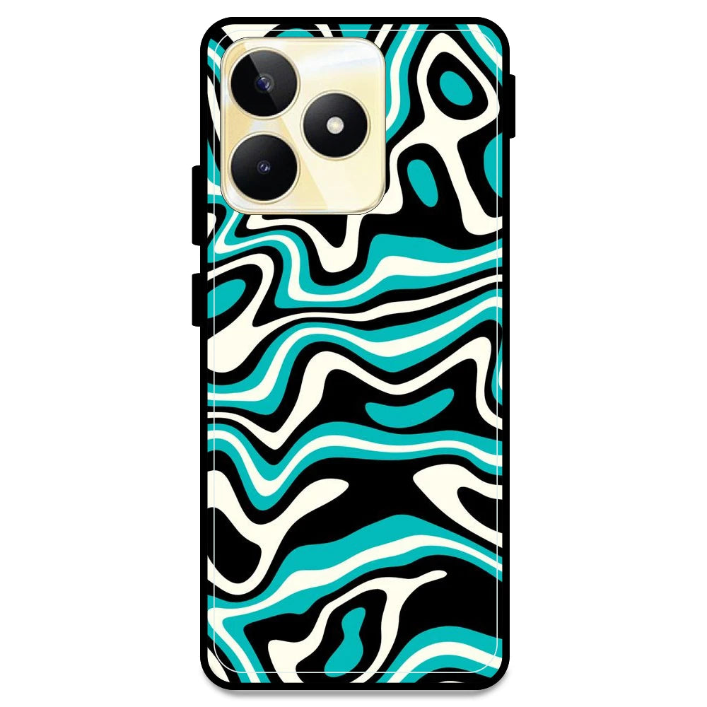 Blue & Black Waves - Armor Case For Realme Models Realme Narzo N53