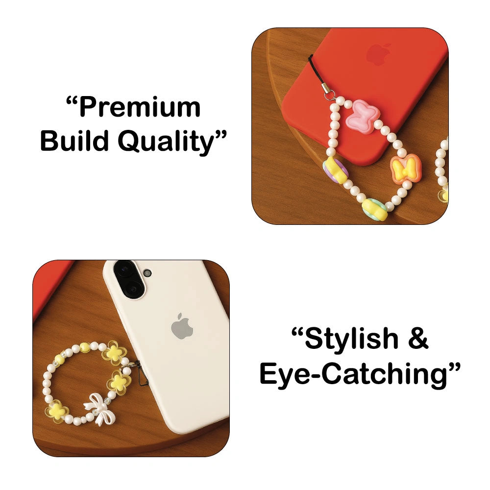 Bows & Pearls - A Combo Of 2 Mini Round Phone Charms Infographic