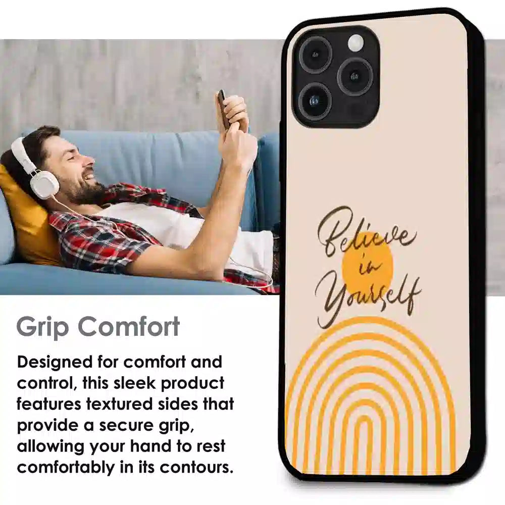 Believe in Yourself Minimal - Glossy Metal Silicone Case For Apple iPhone Infographic