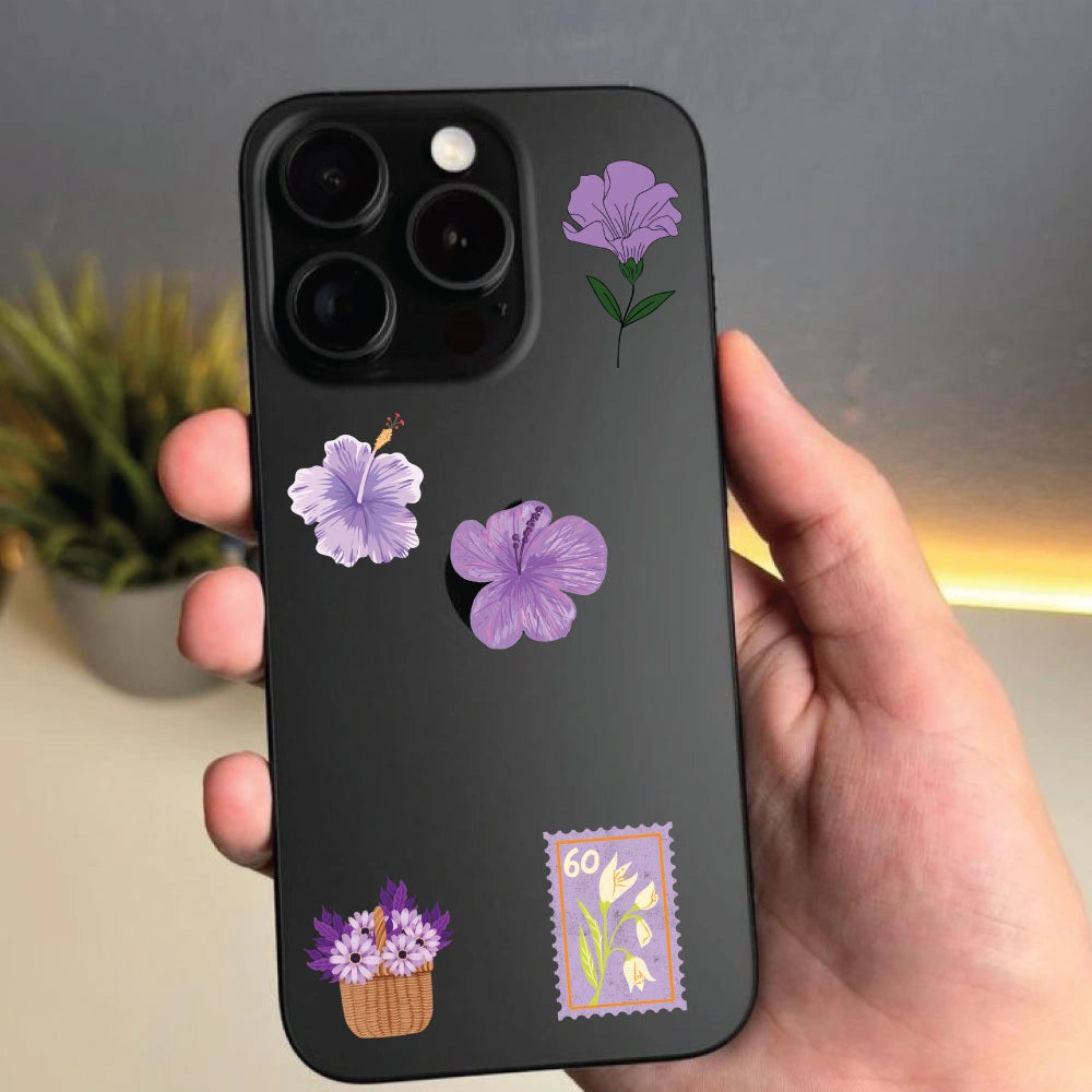 Purple Sticker Bundle – 46 Waterproof Aesthetic Stickers Infographic