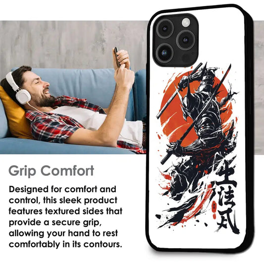 Samurai Warrior Japanese Art - Glossy Metal Silicone Case For Apple iPhone Infographic