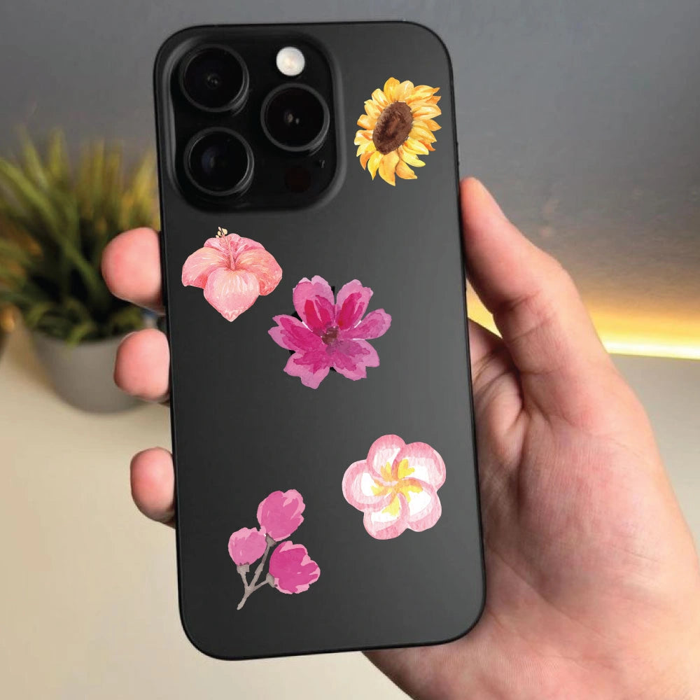 Flower Sticker Bundle – 47 Waterproof Aesthetic Stickers Infographic
