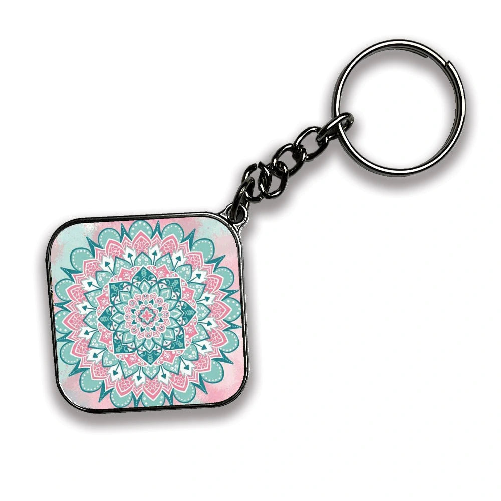 Mandala - A Combo Of 4 Silver Border Keychains