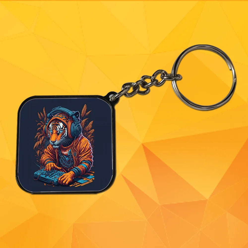 DJ Animals - A Combo Of 4 Black Border Dual Printed Keychains