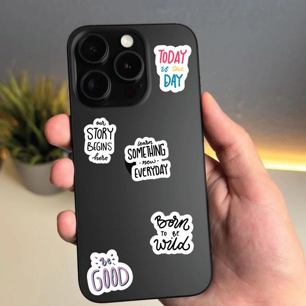 Quotes Sticker Bundle – 48 Waterproof Aesthetic Stickers Infographic