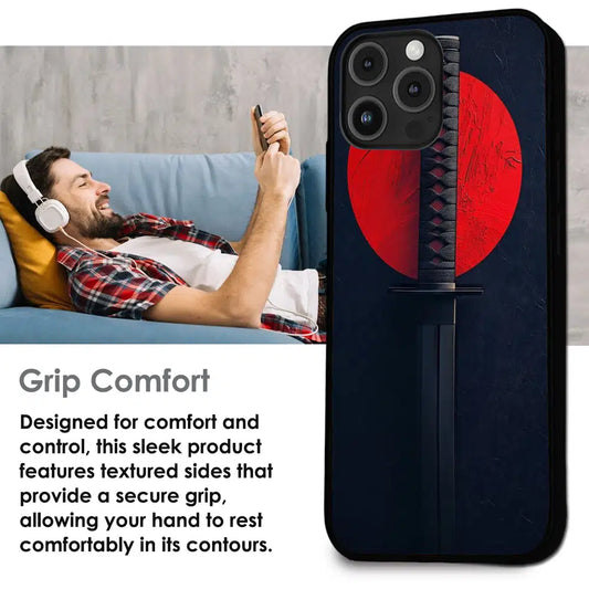 Katana Minimal Japanese Aesthetic - Glossy Metal Silicone Case For Apple iPhone Infographic