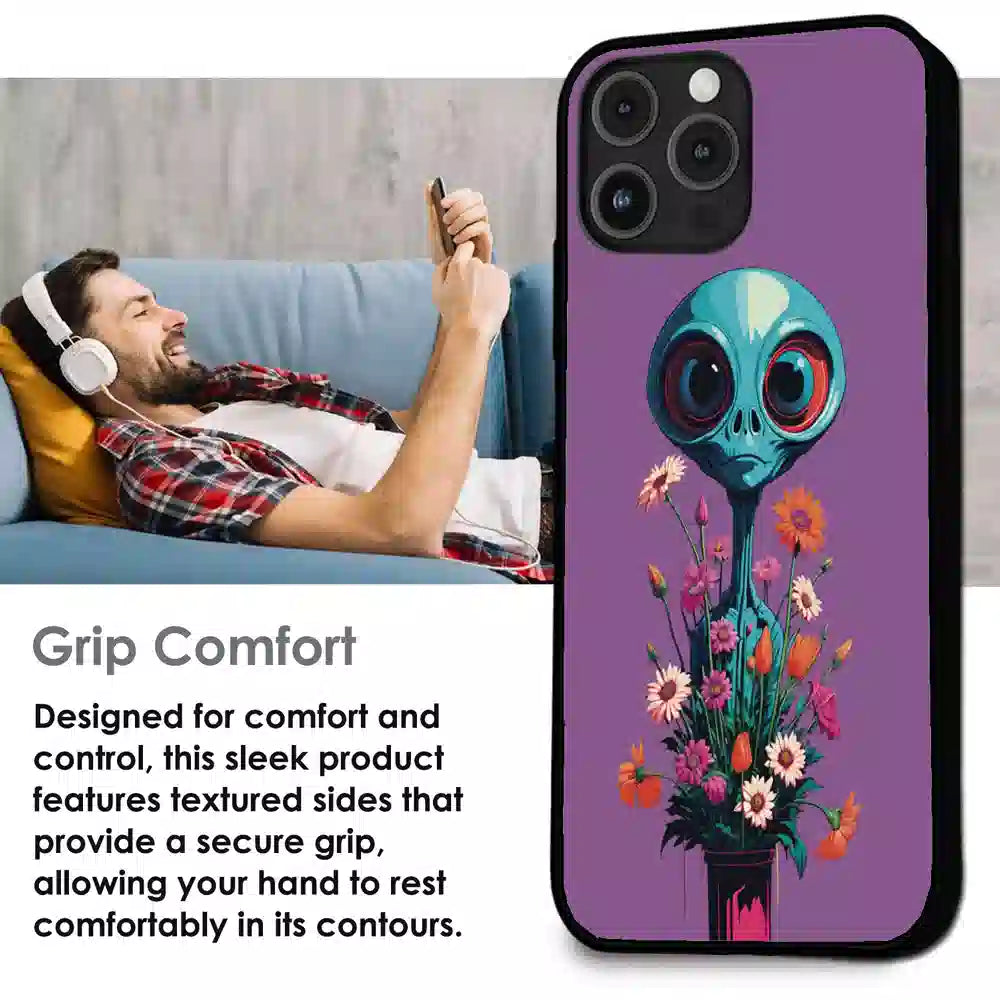 Floral Alien Fantasy - Glossy Metal Silicone Case For Apple iPhone Infographic