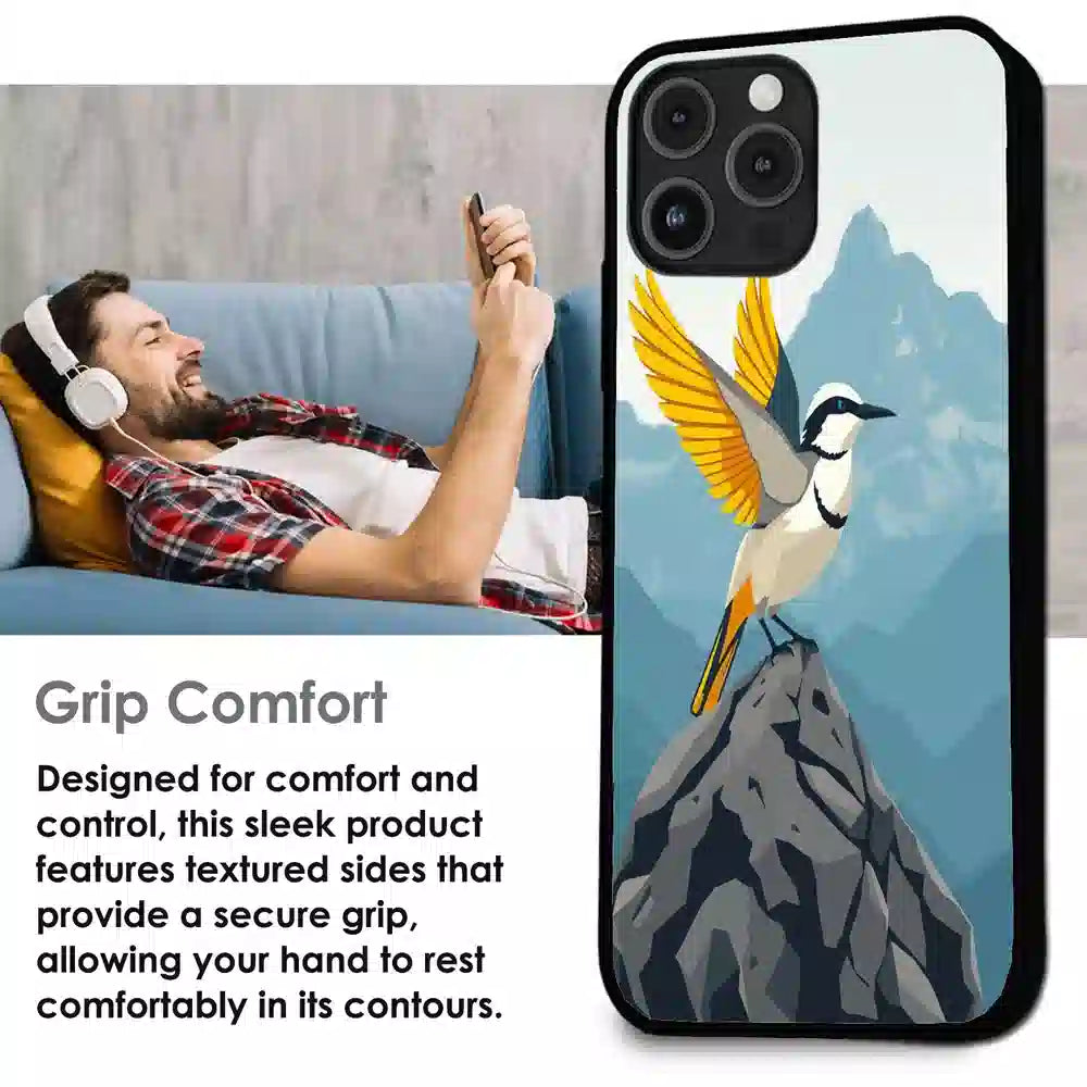 Mountain Bird Freedom Art - Glossy Metal Silicone Case For Apple iPhone Infographic