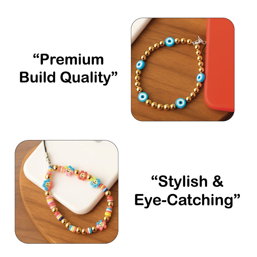 Golden Eye and Smiles - A Combo Of 2 Mini Round Phone Charms Infographic