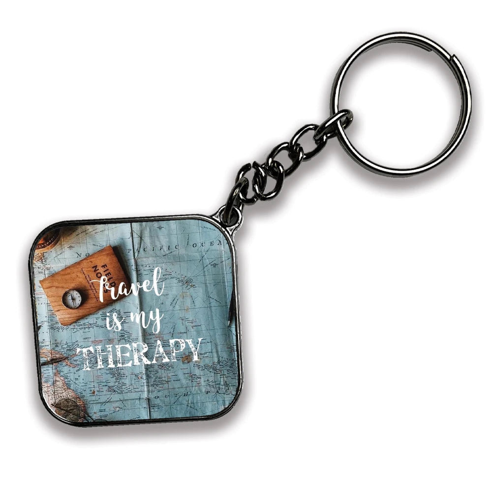 Travel - A Combo Of 4 Silver Border Keychains
