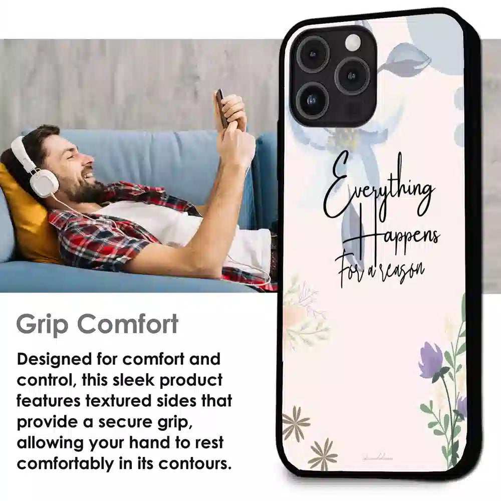 Everything Happens Quote - Glossy Metal Silicone Case For Apple iPhone Infographic