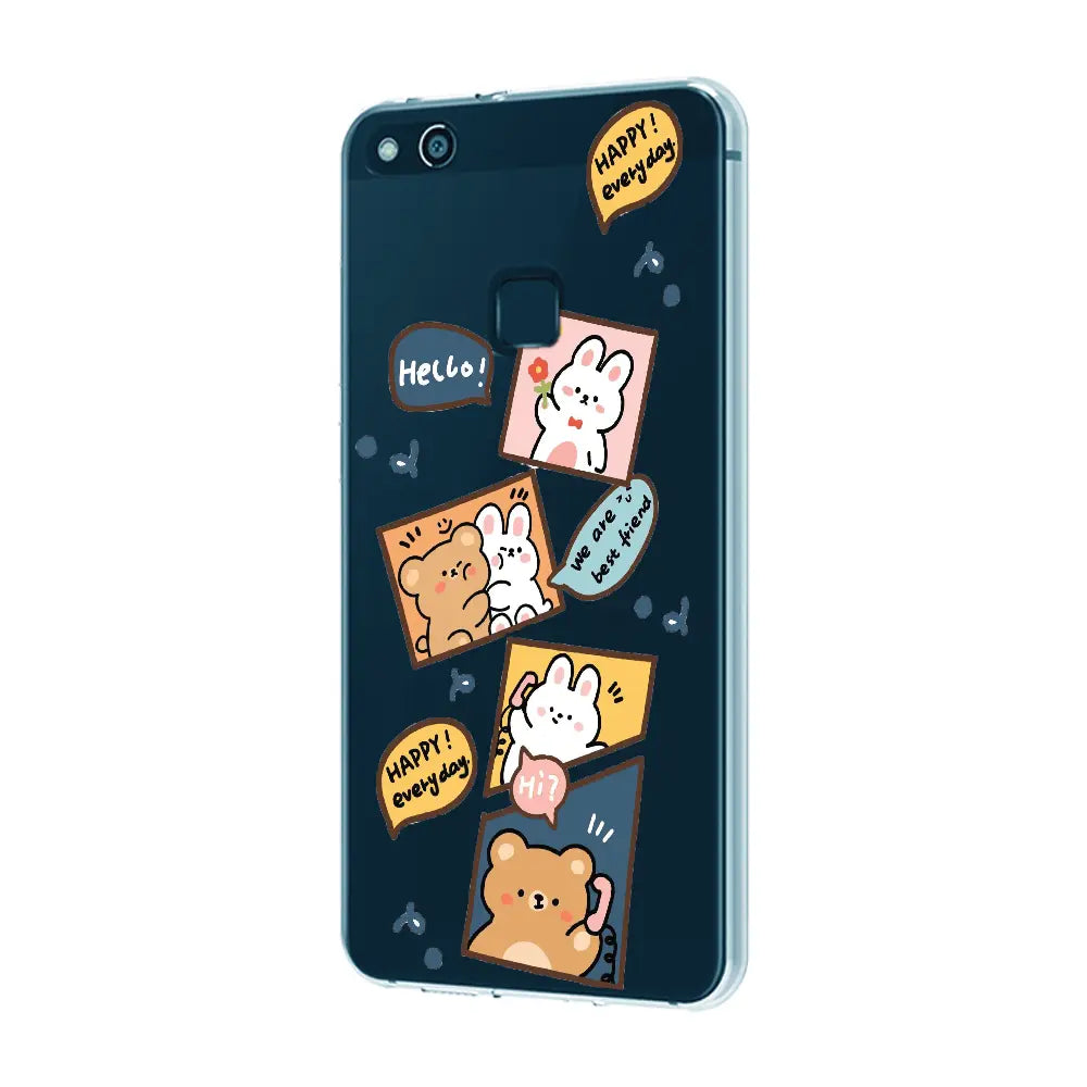 Happy Rabbit and Bear - Clear Printed Silicone Case For OnePlus Infographic