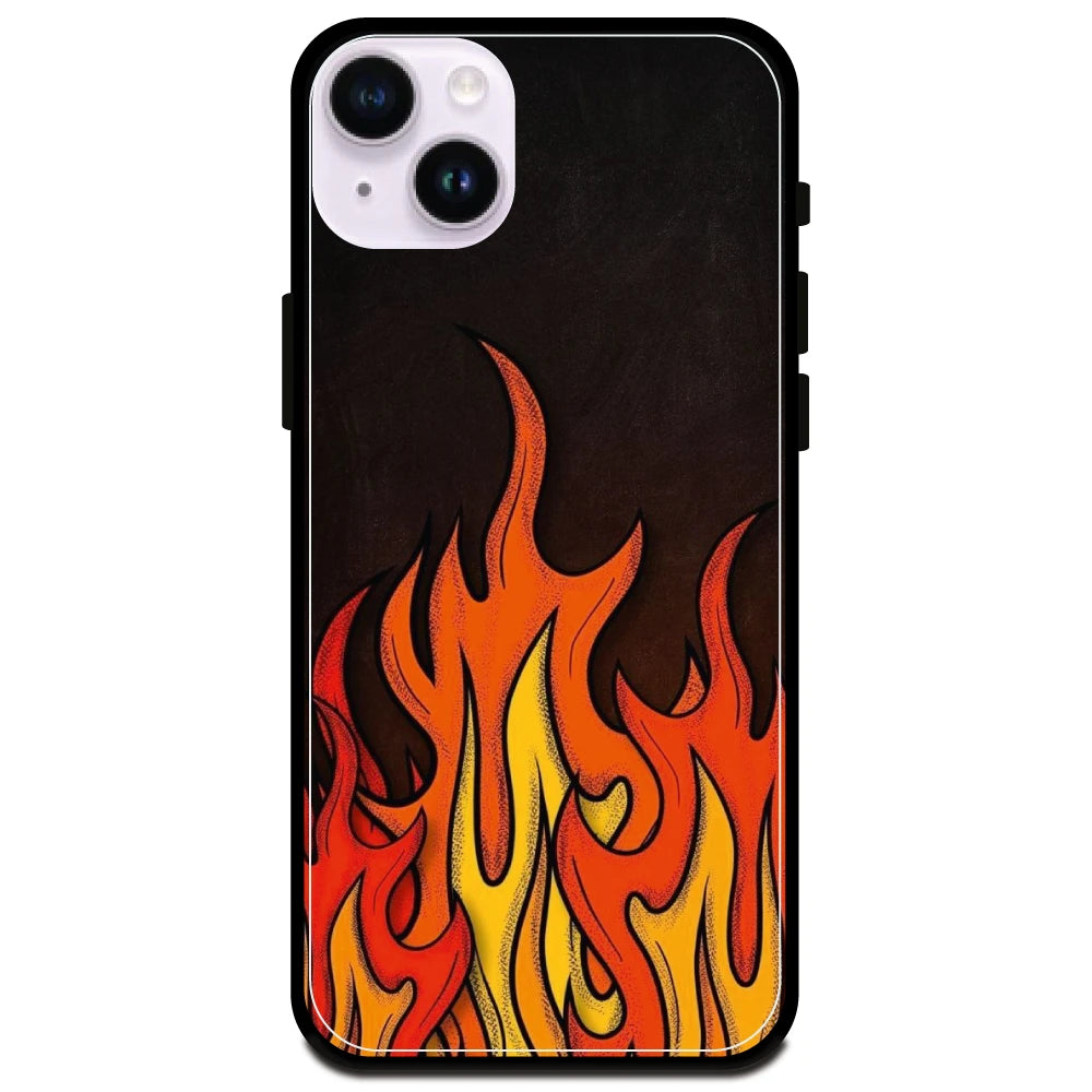 Flames - Glossy Metal Silicone Case For Apple iPhone Models apple iphone 15 plus