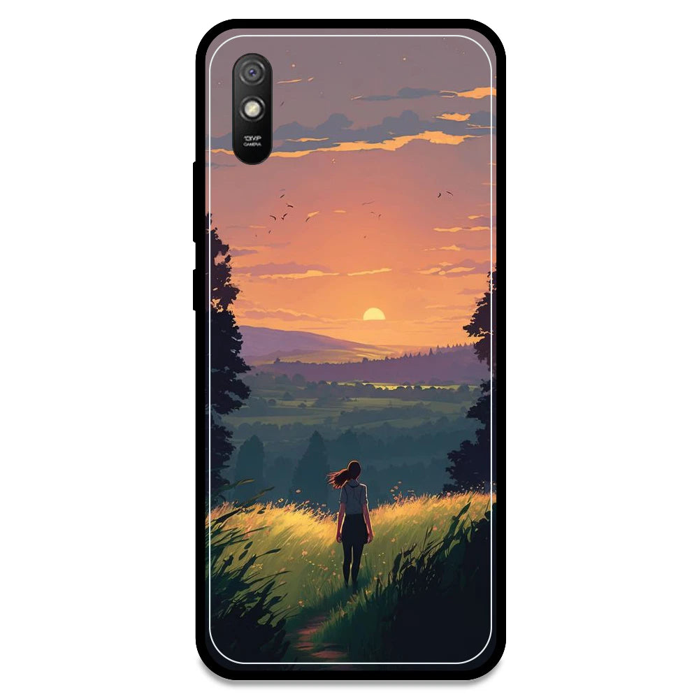 Girl & The Mountains - Glossy Metal Silicone Case For Redmi Models