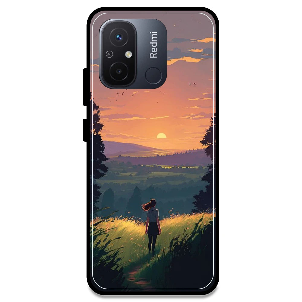 Girl & The Mountains - Glossy Metal Silicone Case For Redmi Models
