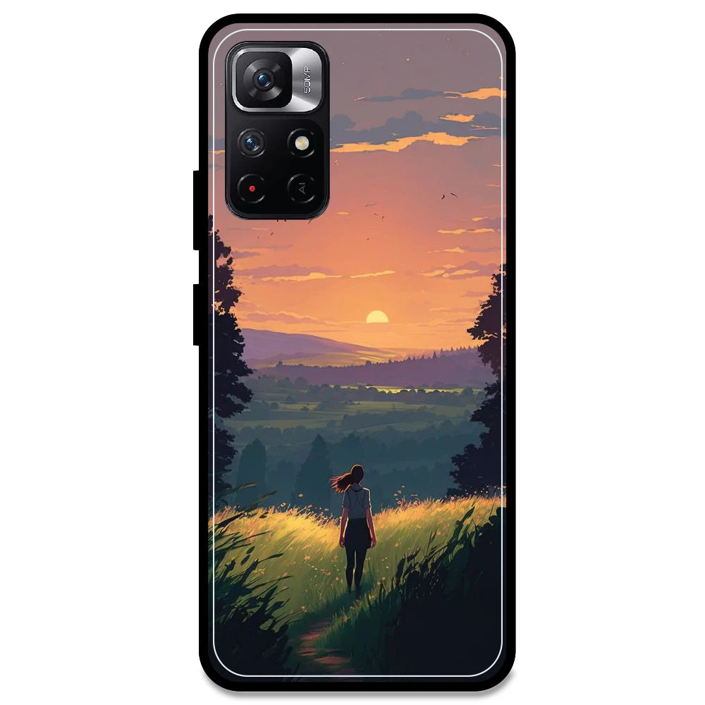 Girl & The Mountains - Glossy Metal Silicone Case For Redmi Models