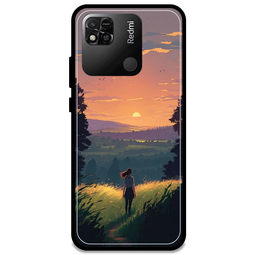 Girl & The Mountains - Glossy Metal Silicone Case For Redmi Models