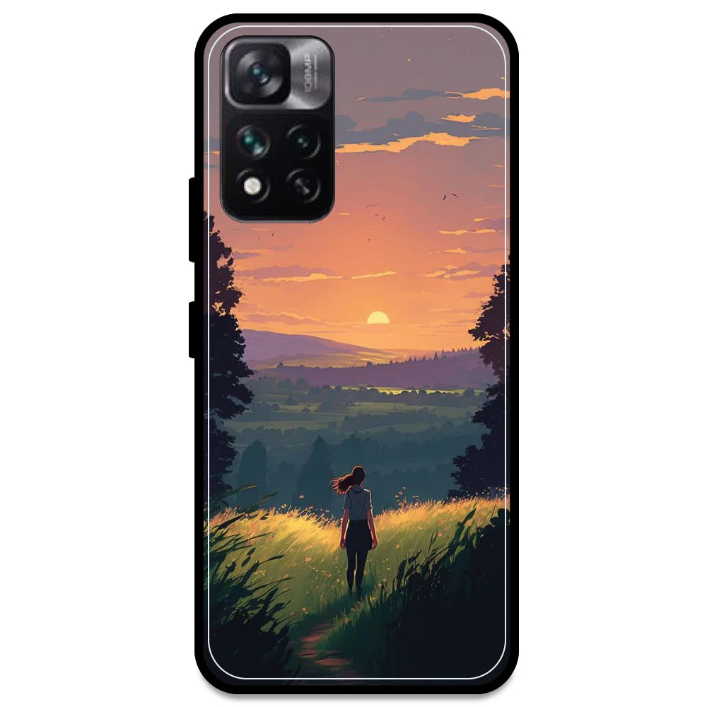 Girl & The Mountains - Glossy Metal Silicone Case For Redmi Models