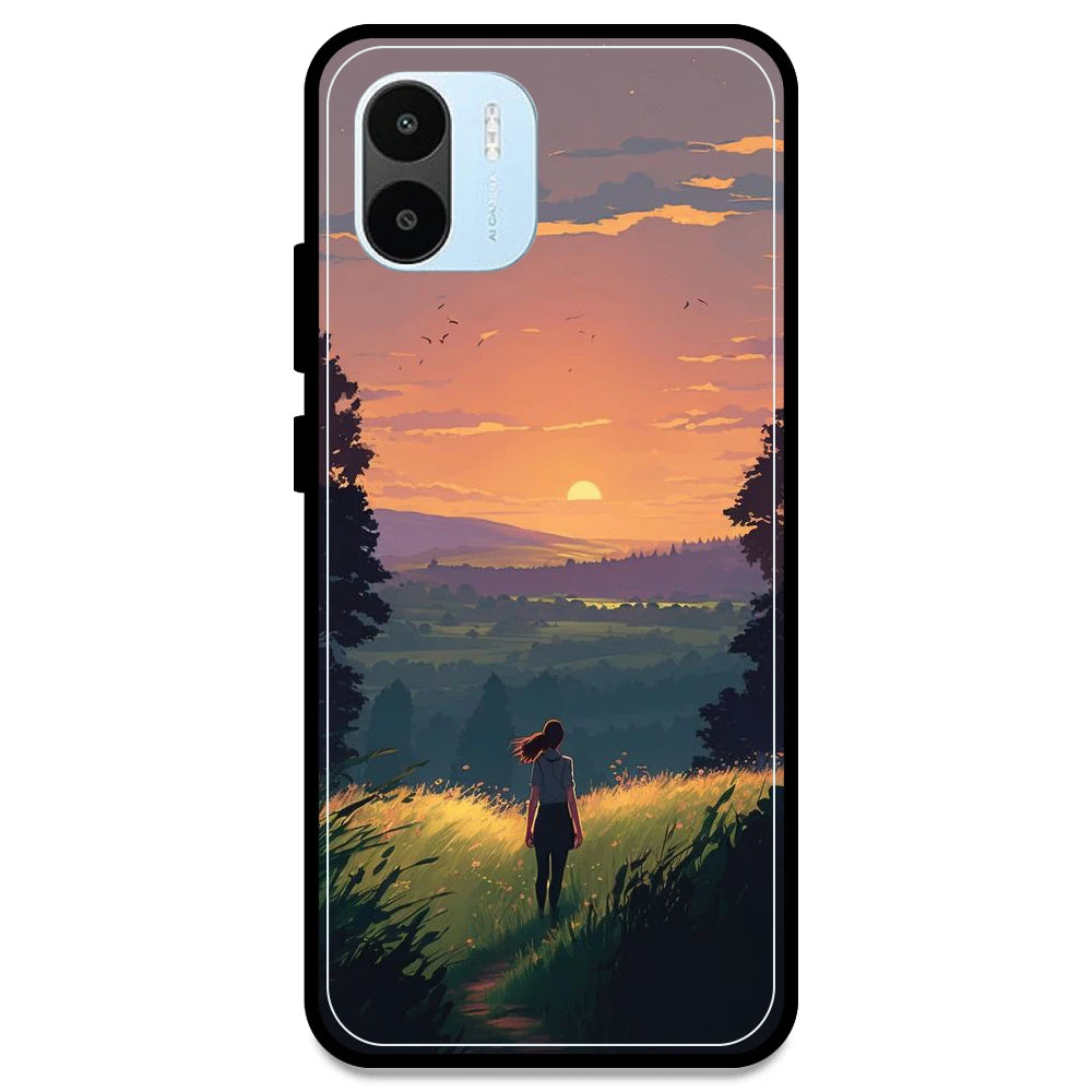 Girl & The Mountains - Glossy Metal Silicone Case For Redmi Models