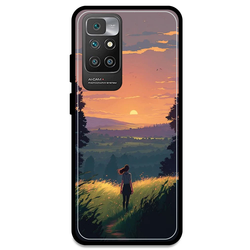 Girl & The Mountains - Glossy Metal Silicone Case For Redmi Models