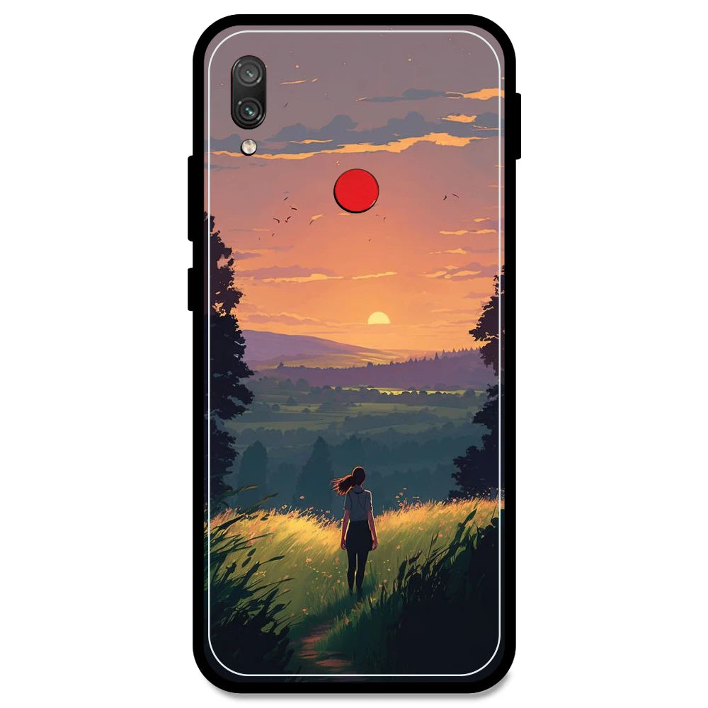 Girl & The Mountains - Glossy Metal Silicone Case For Redmi Models