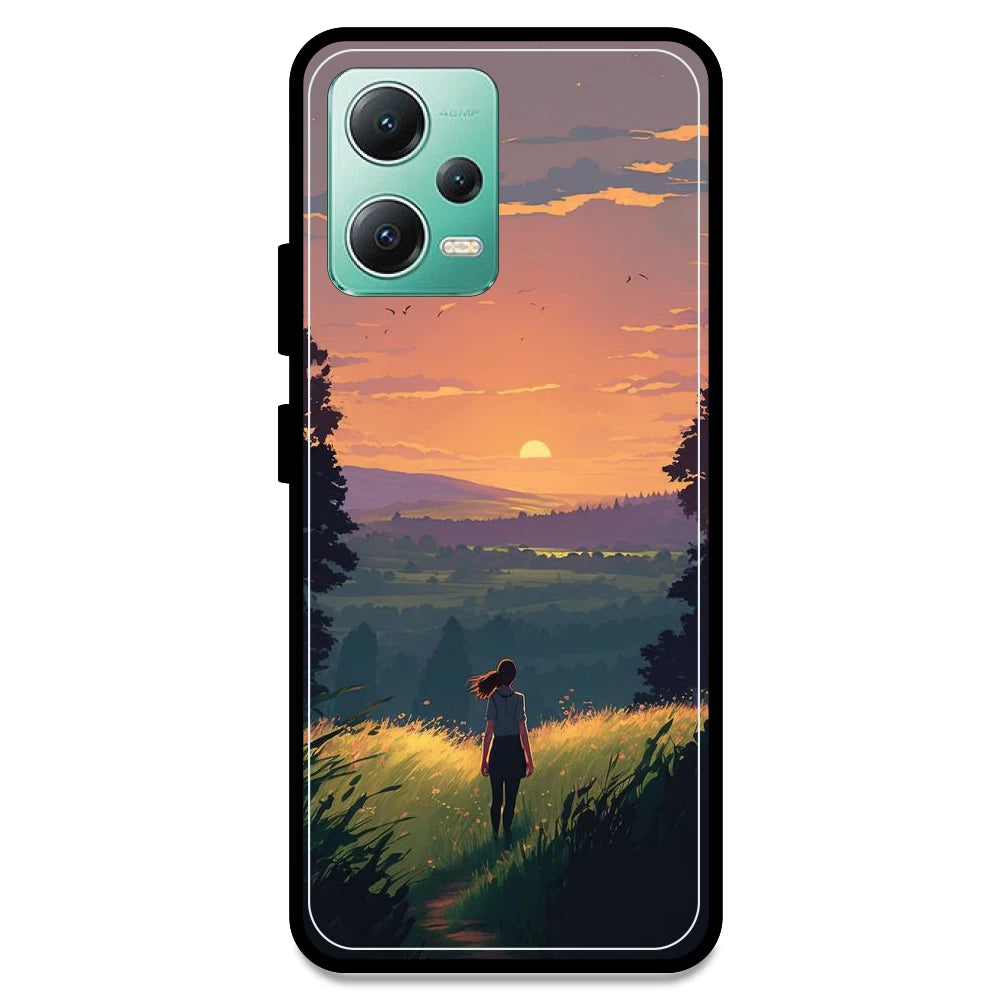 Girl & The Mountains - Glossy Metal Silicone Case For Redmi Models