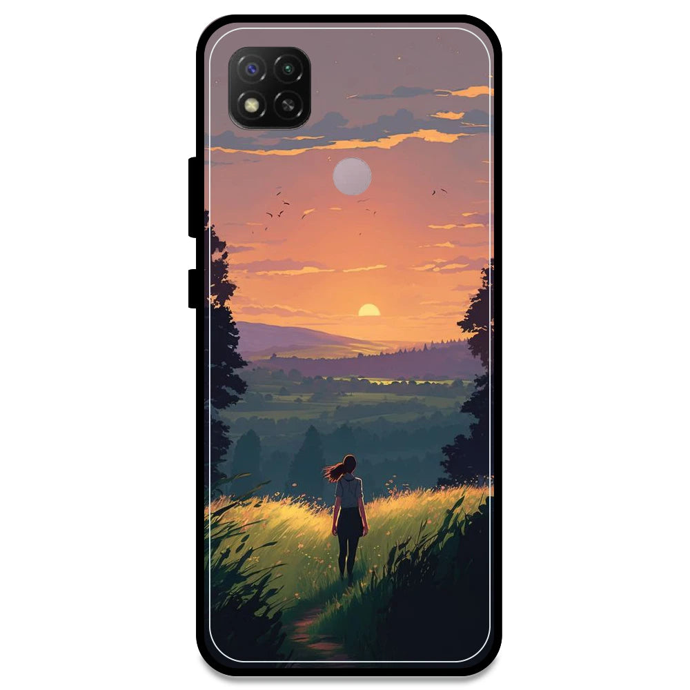 Girl & The Mountains - Glossy Metal Silicone Case For Redmi Models