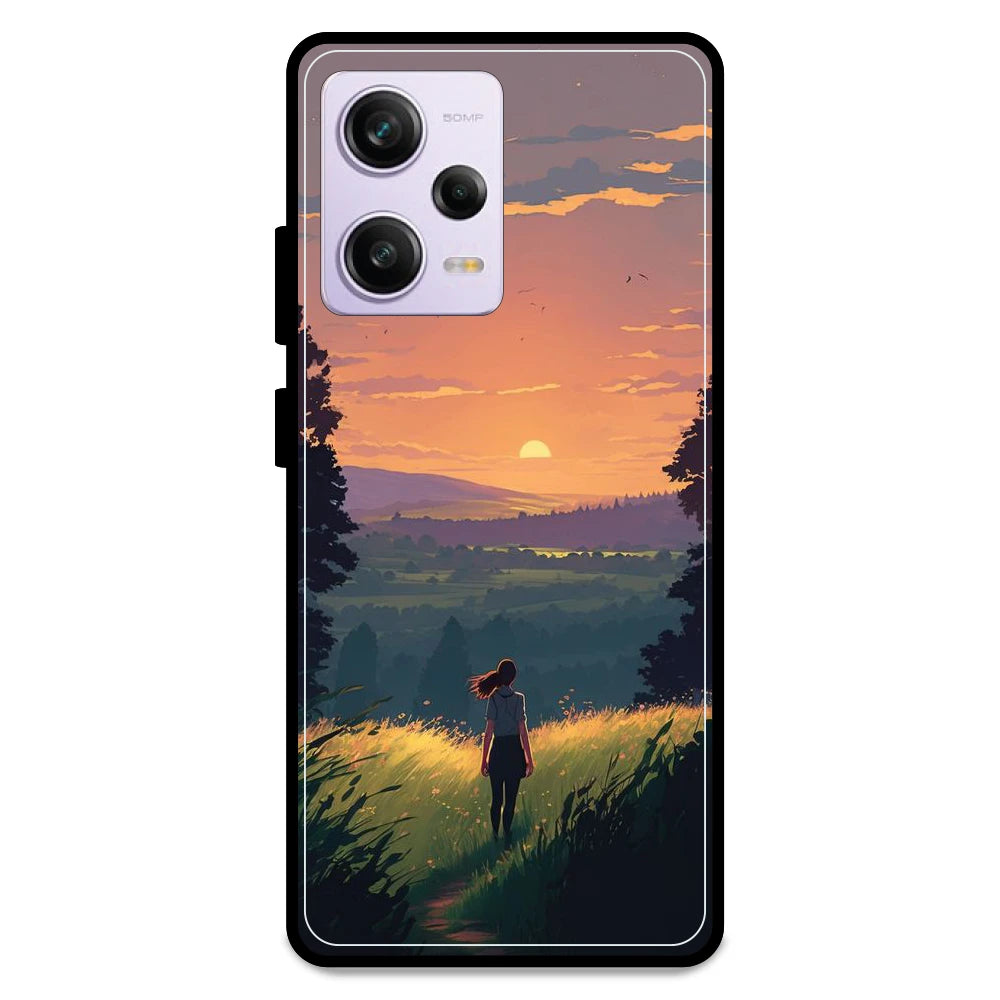 Girl & The Mountains - Glossy Metal Silicone Case For Redmi Models