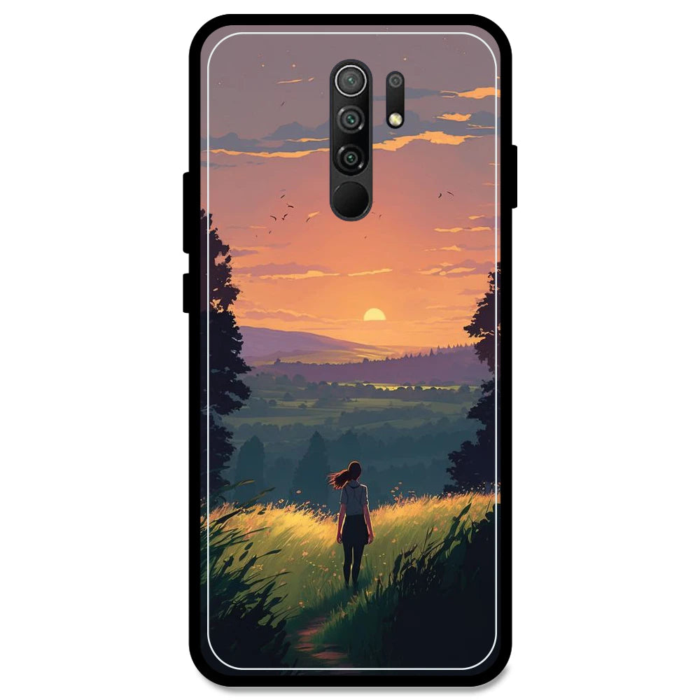 Girl & The Mountains - Glossy Metal Silicone Case For Redmi Models