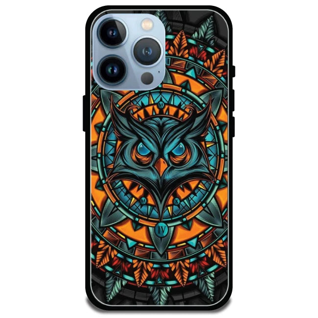 Owl Art - Glossy Metal Silicone Case For Apple iPhone Models- Apple iPhone 15 Pro Max