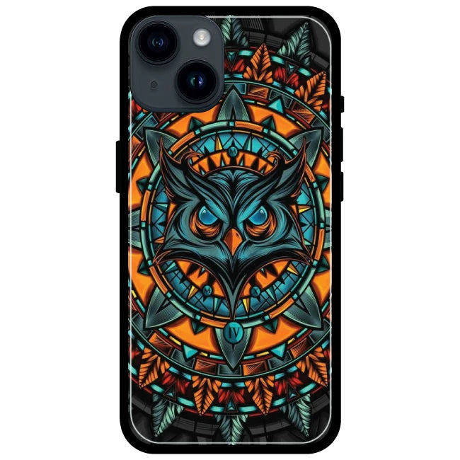 Owl Art - Glossy Metal Silicone Case For Apple iPhone Models- Apple iPhone 15