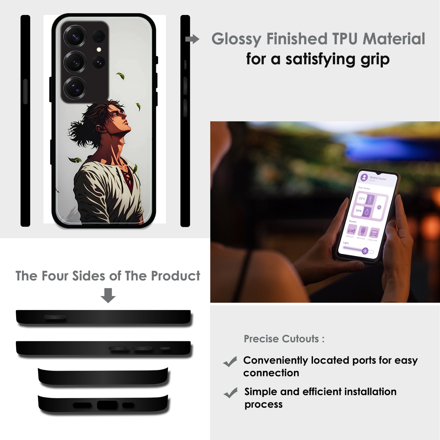 Anime Wanderer Aesthetic - Glossy Metal Silicone Cases for Samsung Models