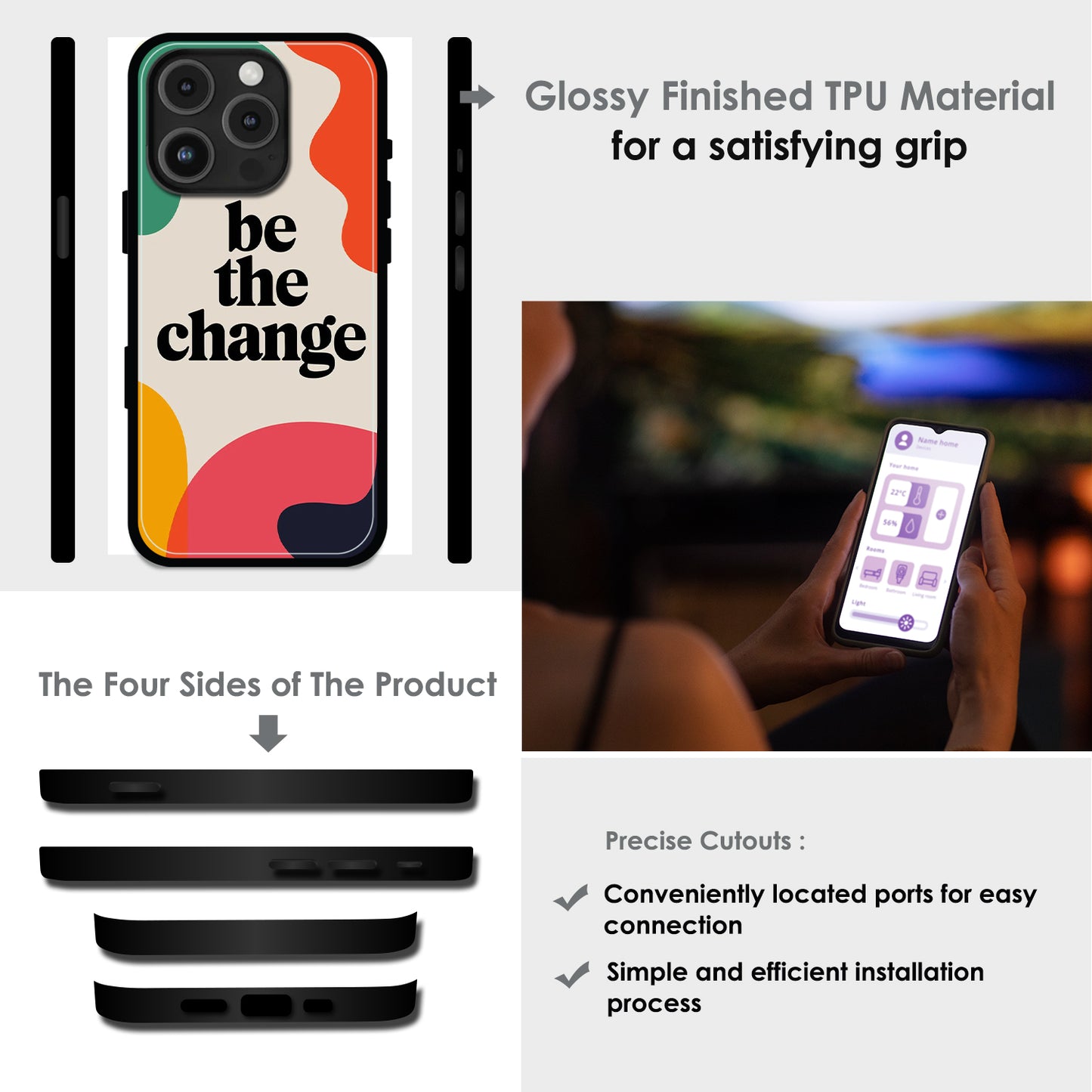 Be the Change - Glossy Metal Silicone Cases for Apple iPhone