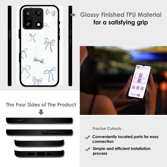 Blue Bows - Glossy Metal Silicone Case For OnePlus Models