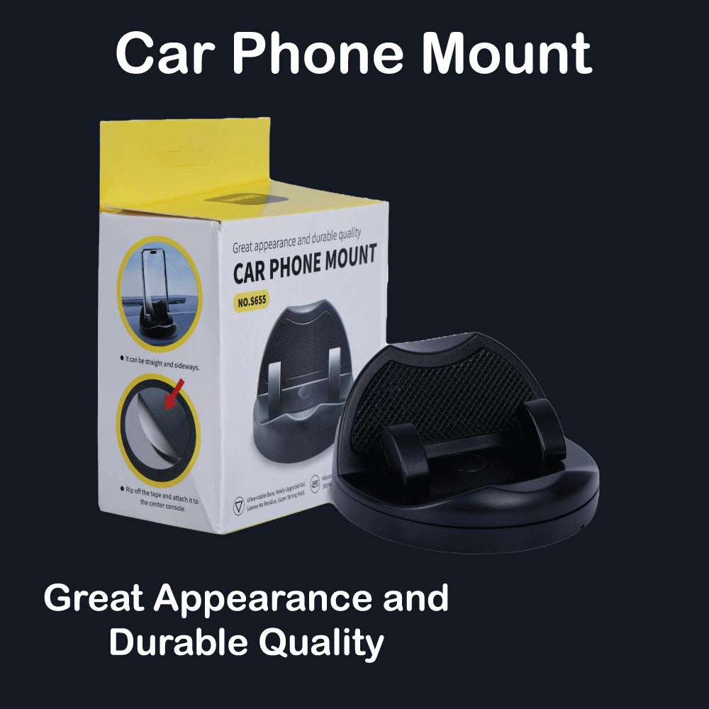 Black car phone holder on a white background Infographic