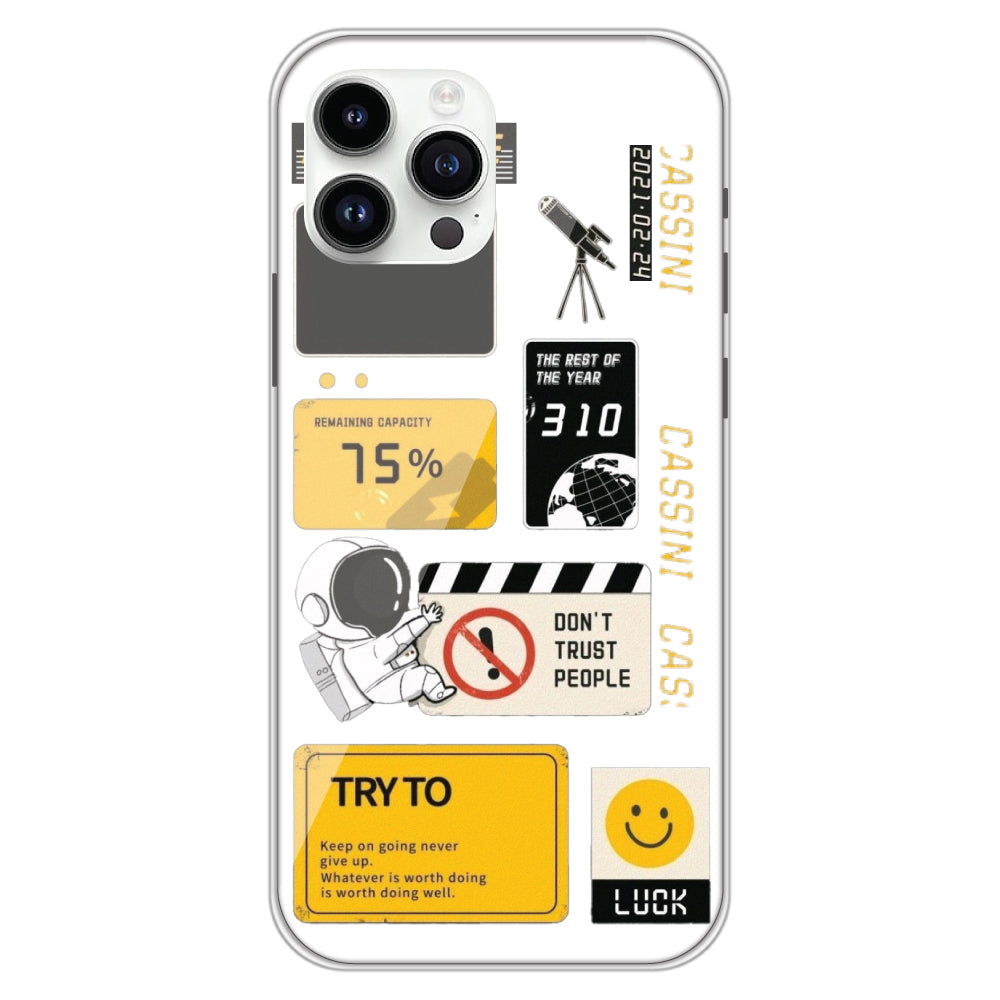 Space - Clear Printed Case For iPhone Models iphone 14 pro