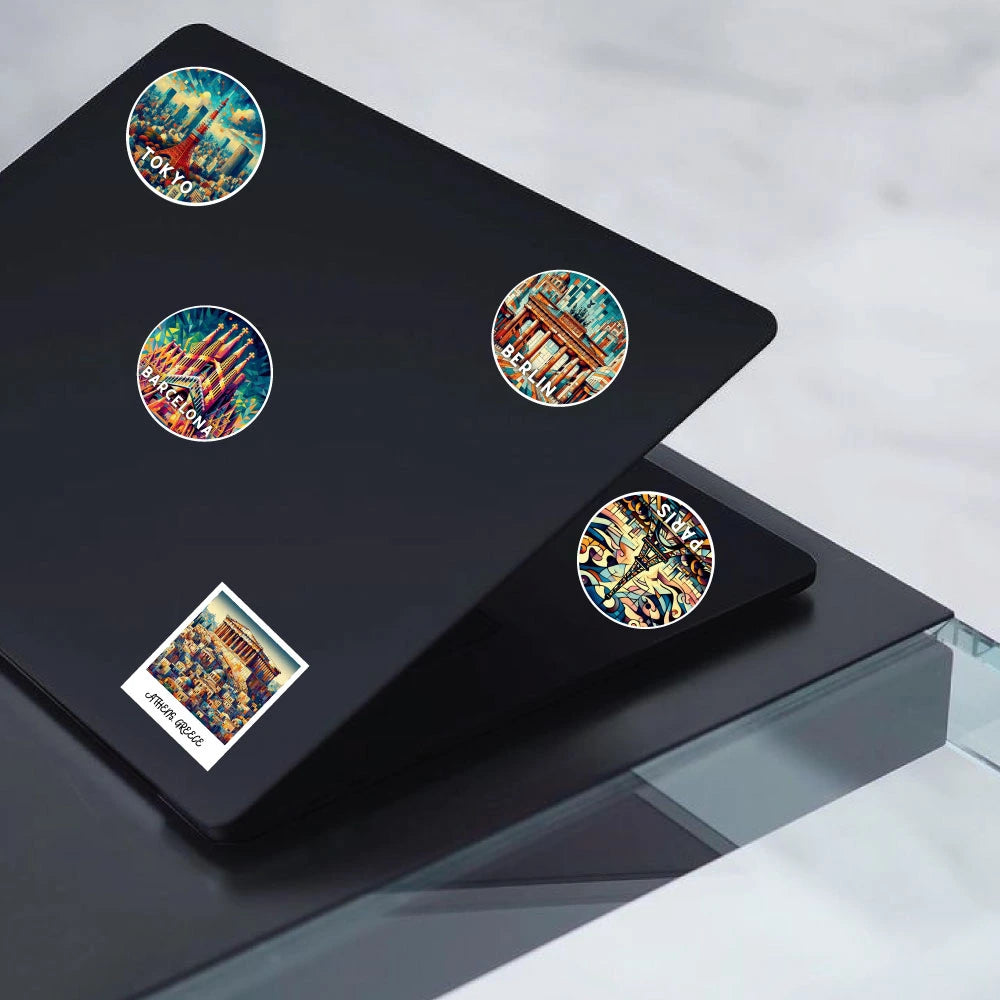 Famous Places Sticker Bundle – 39 Waterproof Aesthetic Stickers Infographic