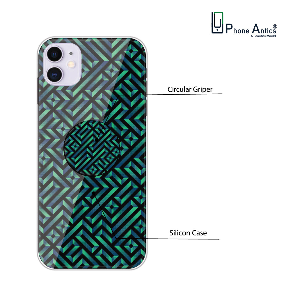 Green Mosiac Art - Silicone Grip Case For Apple iPhone Infographic