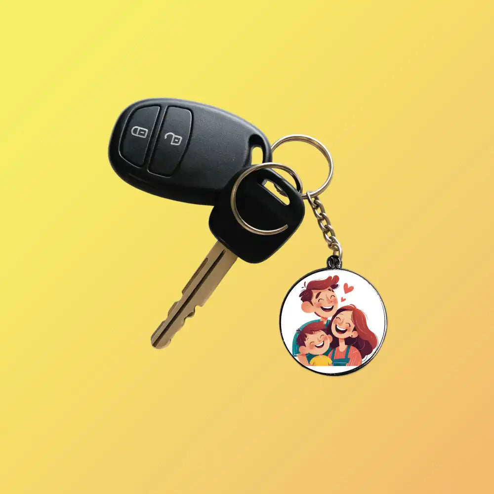 Customize Your Own Keychain – Personalized Double-Sided Printed Keychain Circle Silver Infographic