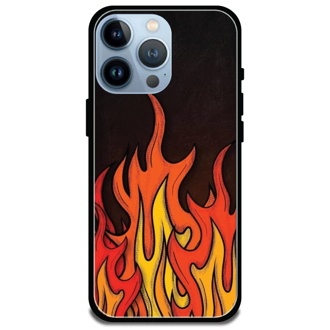 Flames - Glossy Metal Silicone Case For Apple iPhone Models apple iphone 15 pro max