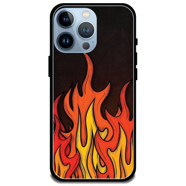 'Flames - Glossy Metal Silicone Case For Apple iPhone 14 Pro Max