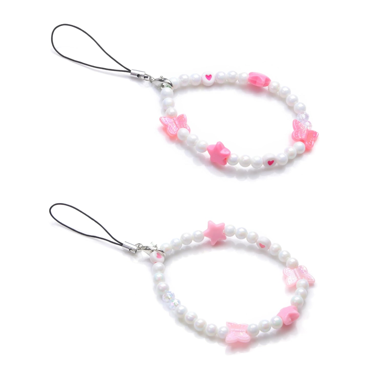 Pink Pearls - A Combo Of 2 Mini Round Phone Charms