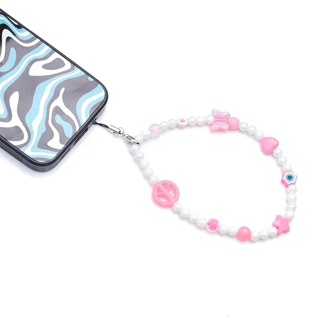 Pink And Blue Peace - A Combo Of 2 Round Phone Charms WITH CASE