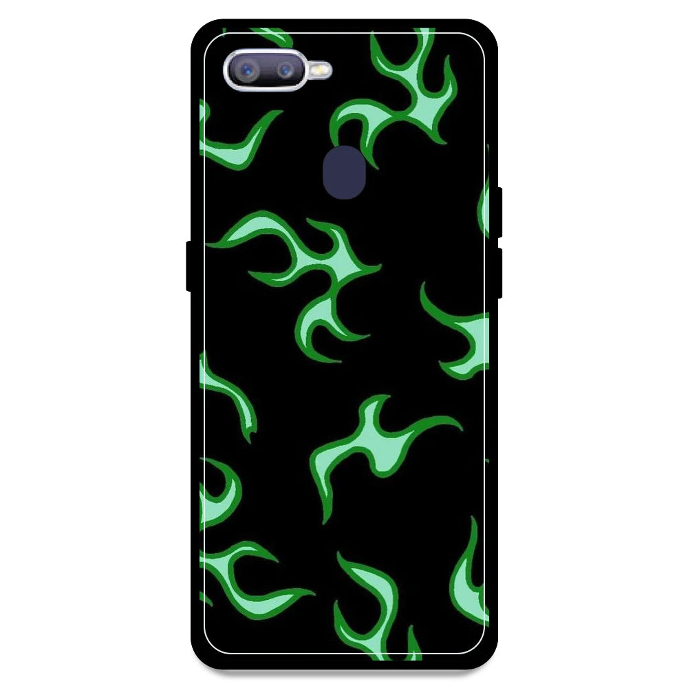 Green Flames - Armor Case For Oppo Models Oppo F9 Pro