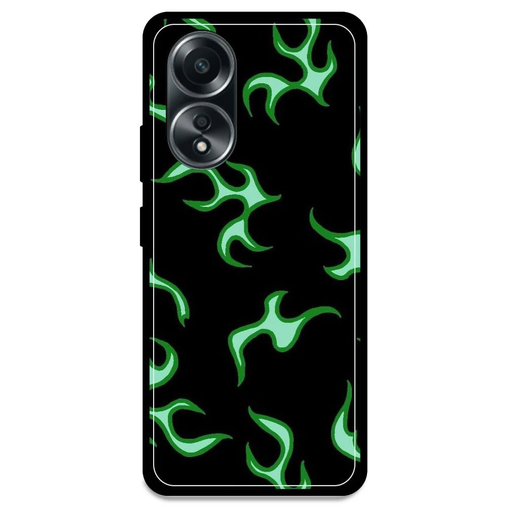 Green Flames - Armor Case For Oppo Models Oppo A58