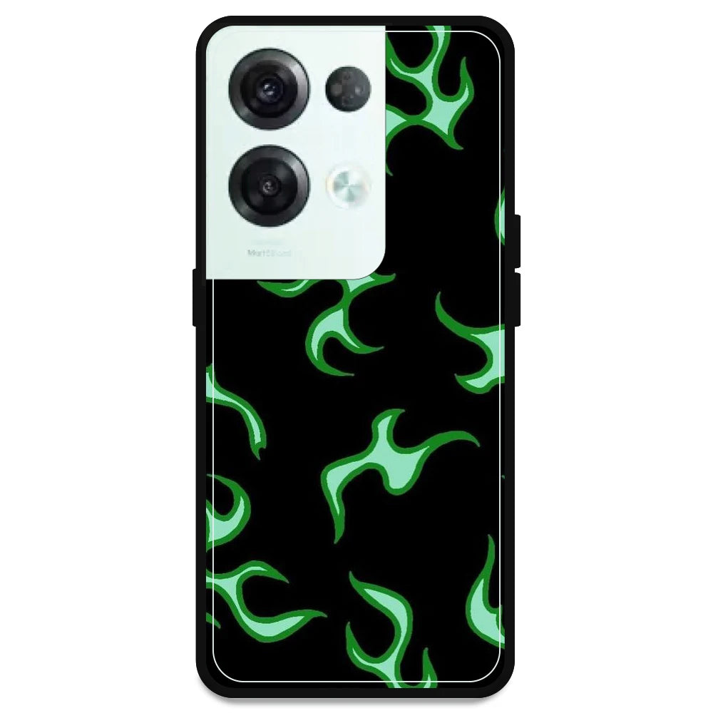Green Flames - Armor Case For Oppo Models Oppo Reno 8 Pro 5G