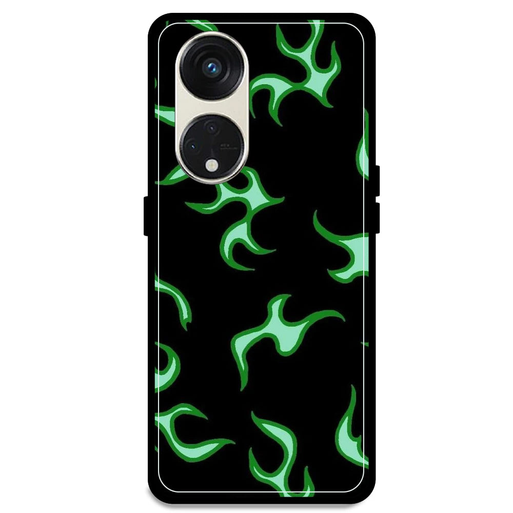 Green Flames - Armor Case For Oppo Models Oppo Reno 8T 5G