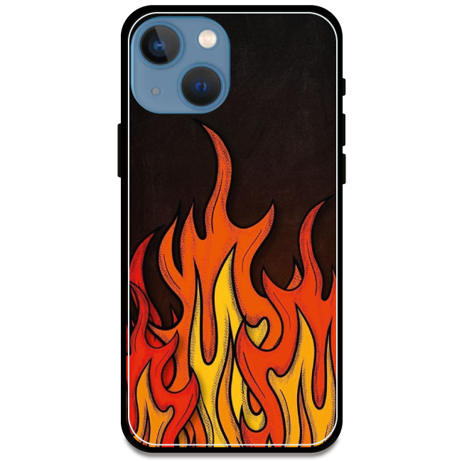 Flames - Glossy Metal Silicone Case For Apple iPhone 13 Mini