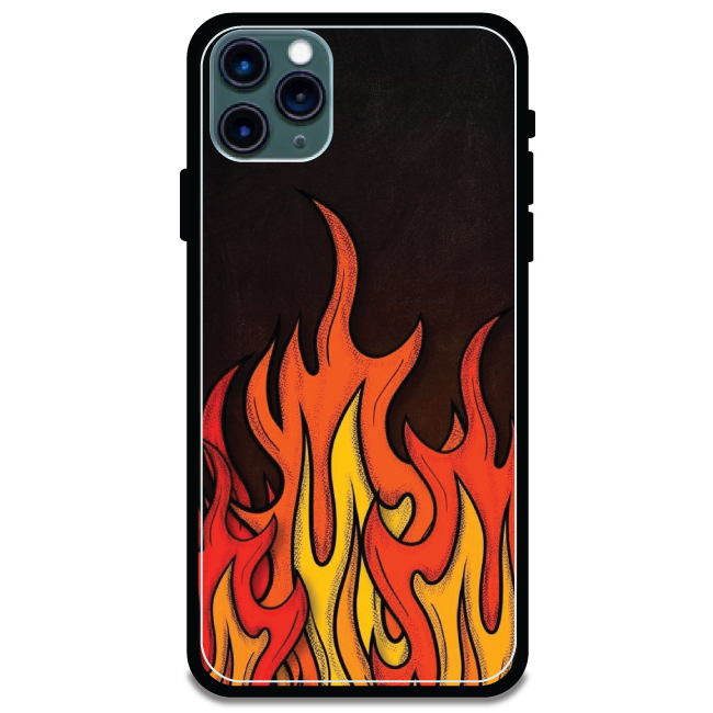 'Flames - Glossy Metal Silicone Case For Apple iPhone 11 Pro